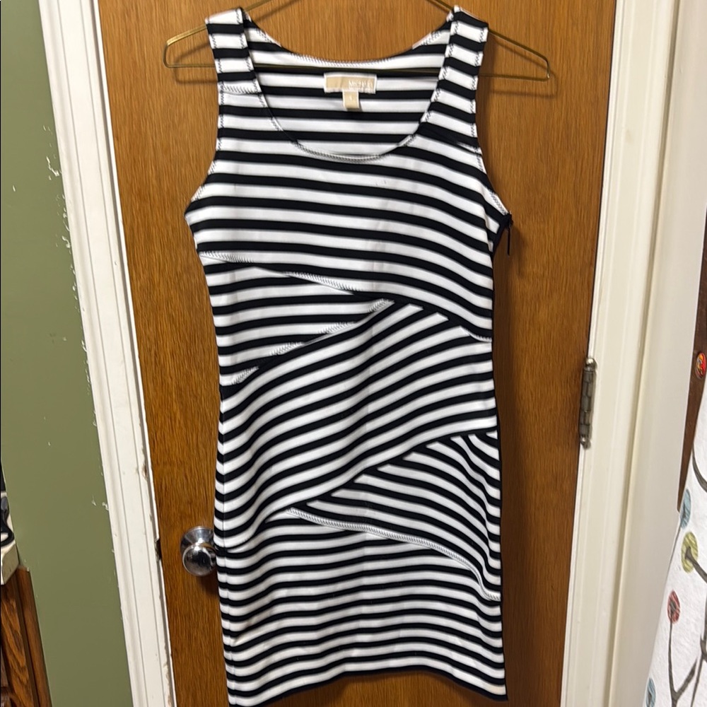 Michael Kors Black and White Sheath Midi